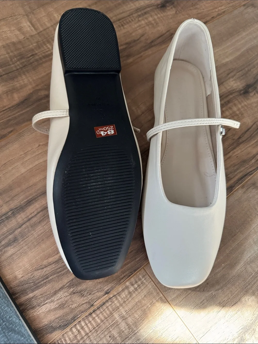 Nhibre Maryjane Flats (1cm) Cream Leather Mary Jane Flats